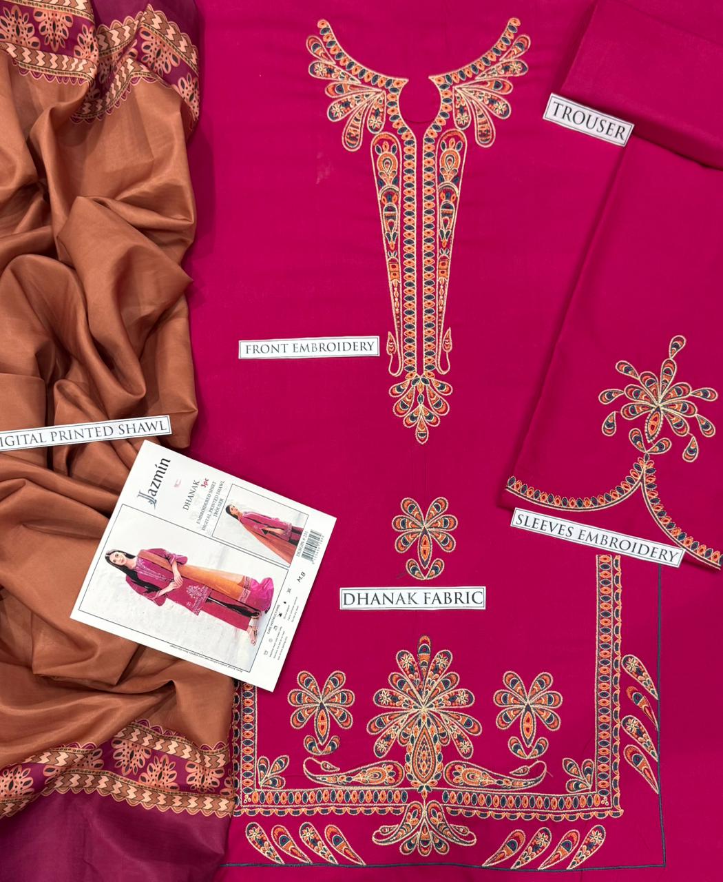 JAZMIN – AIRJET DHANAK 3PC EMBROIDERED SUIT