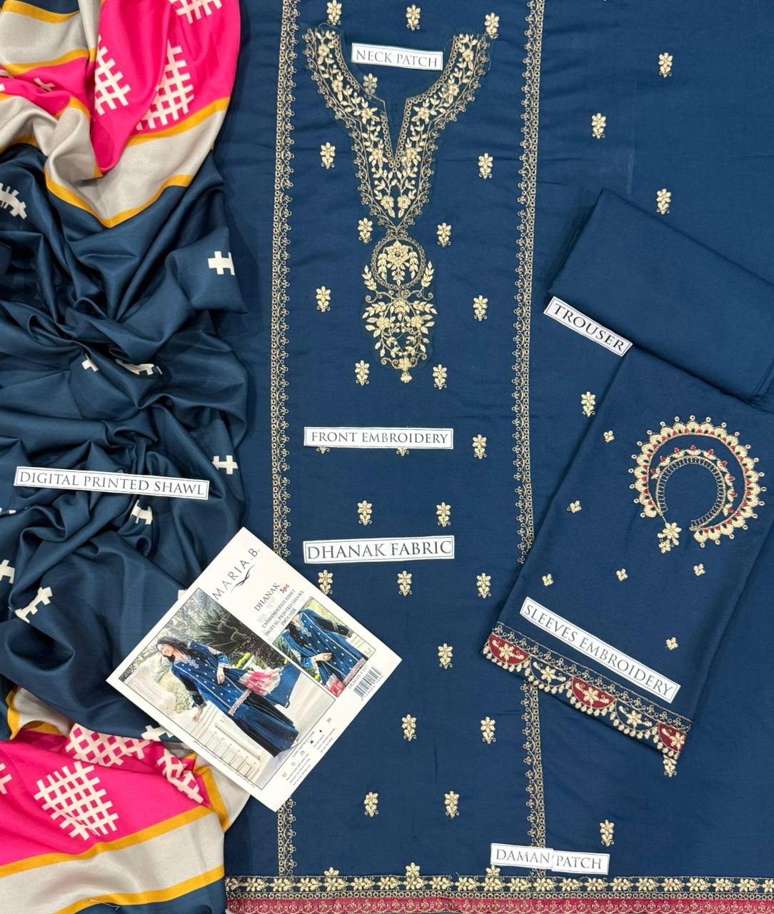 MARIA B – AIRJET DHANAK 3PC EMBROIDERED SUIT