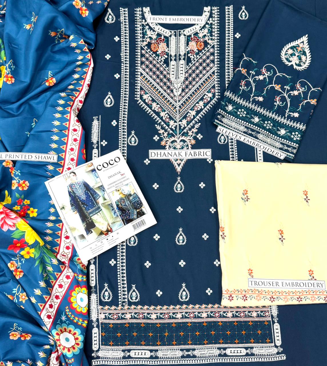 COCO – AIRJET DHANAK 3PC EMBROIDERED SUIT
