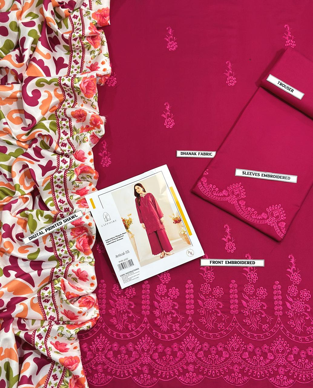 SAPPHIRE DHANAK 3PC EMBROIDERED CHICKEN KARI