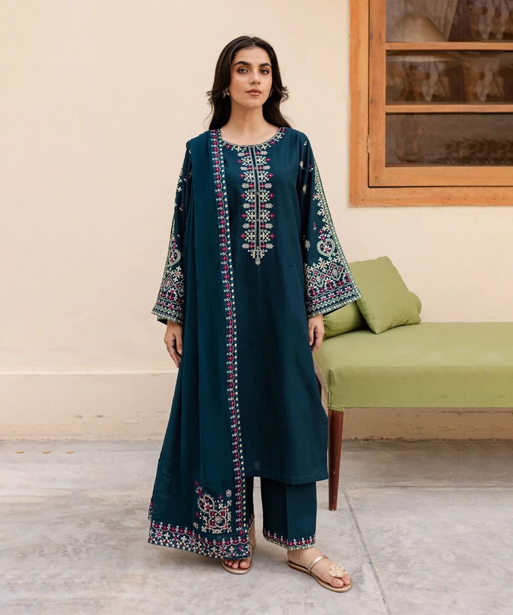 ASLING – AIRJET DHANAK 3PC EMBROIDERED SUIT