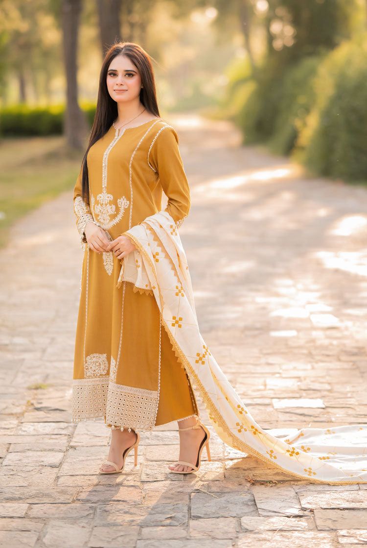 ASLING – AIRJET DHANAK 3PC EMBROIDERED SUIT