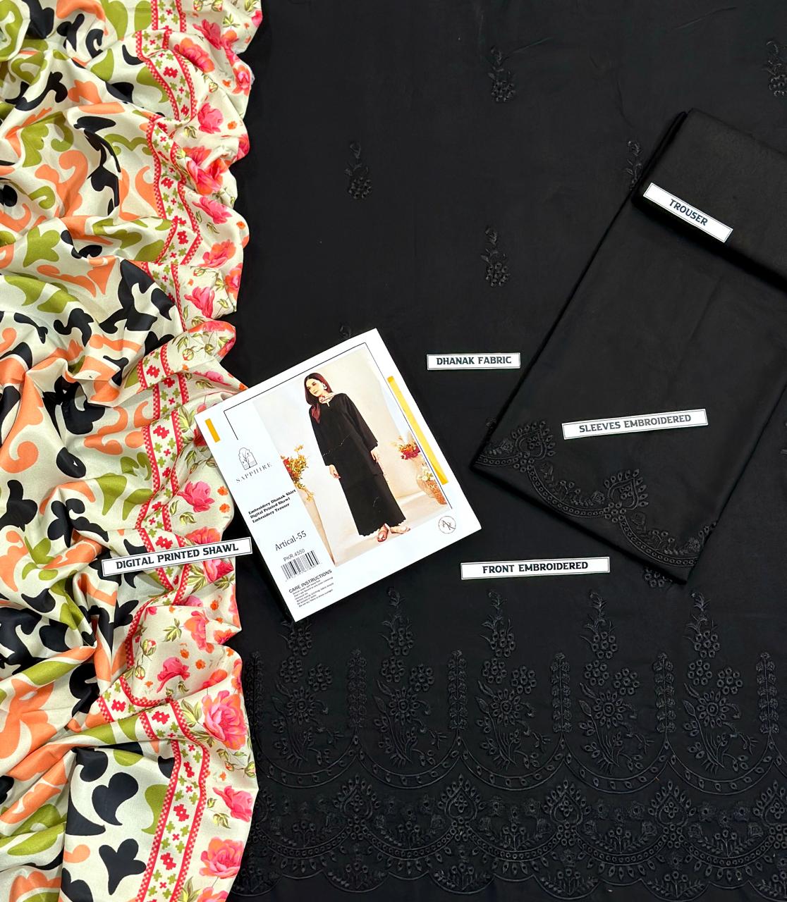 SAPPHIRE DHANAK 3PC EMBROIDERED CHICKEN KARI