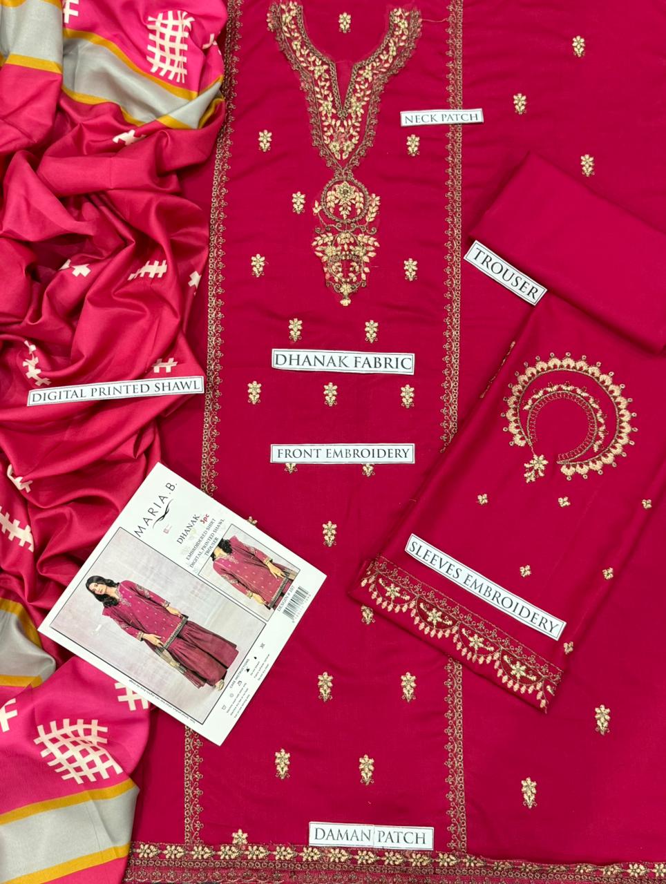 MARIA B – AIRJET DHANAK 3PC EMBROIDERED SUIT