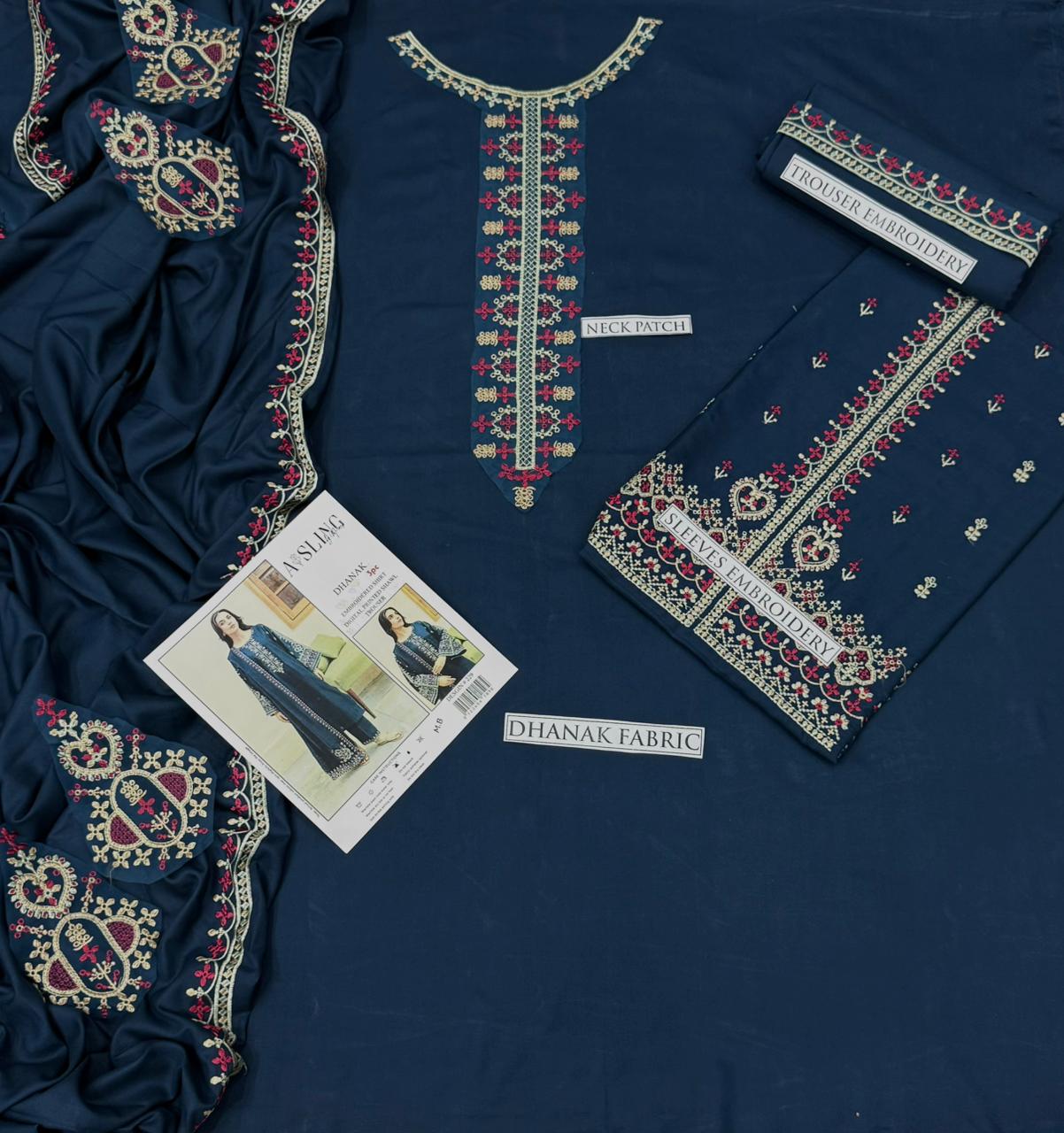 ASLING – AIRJET DHANAK 3PC EMBROIDERED SUIT
