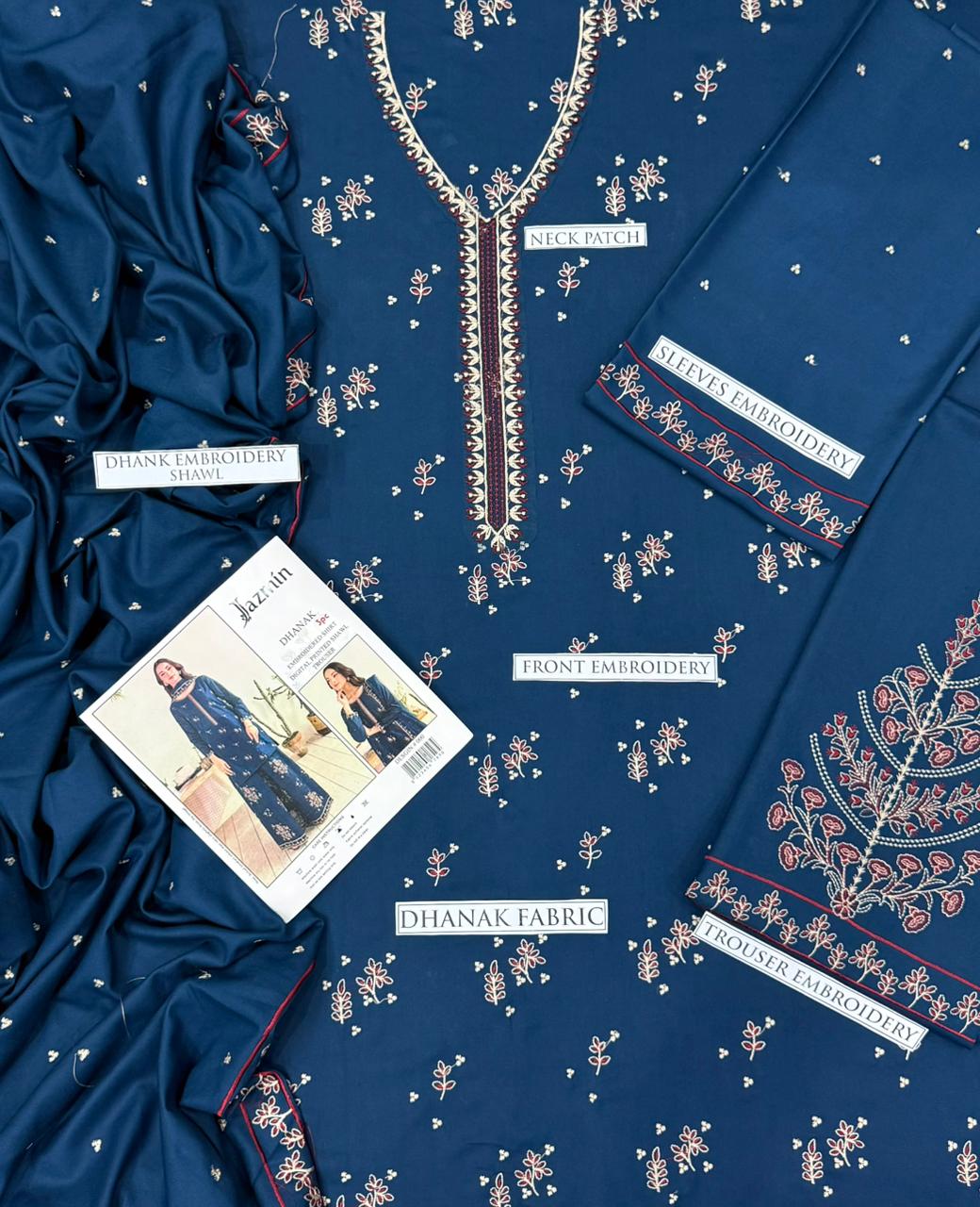 JAZMIN – AIRJET DHANAK 3PC EMBROIDERED SUIT