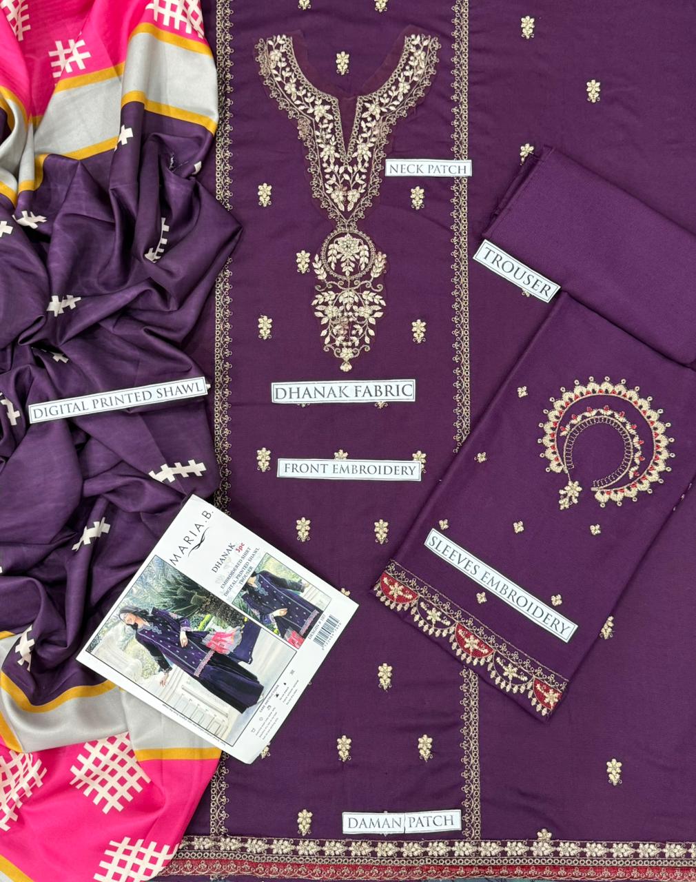 MARIA B – AIRJET DHANAK 3PC EMBROIDERED SUIT