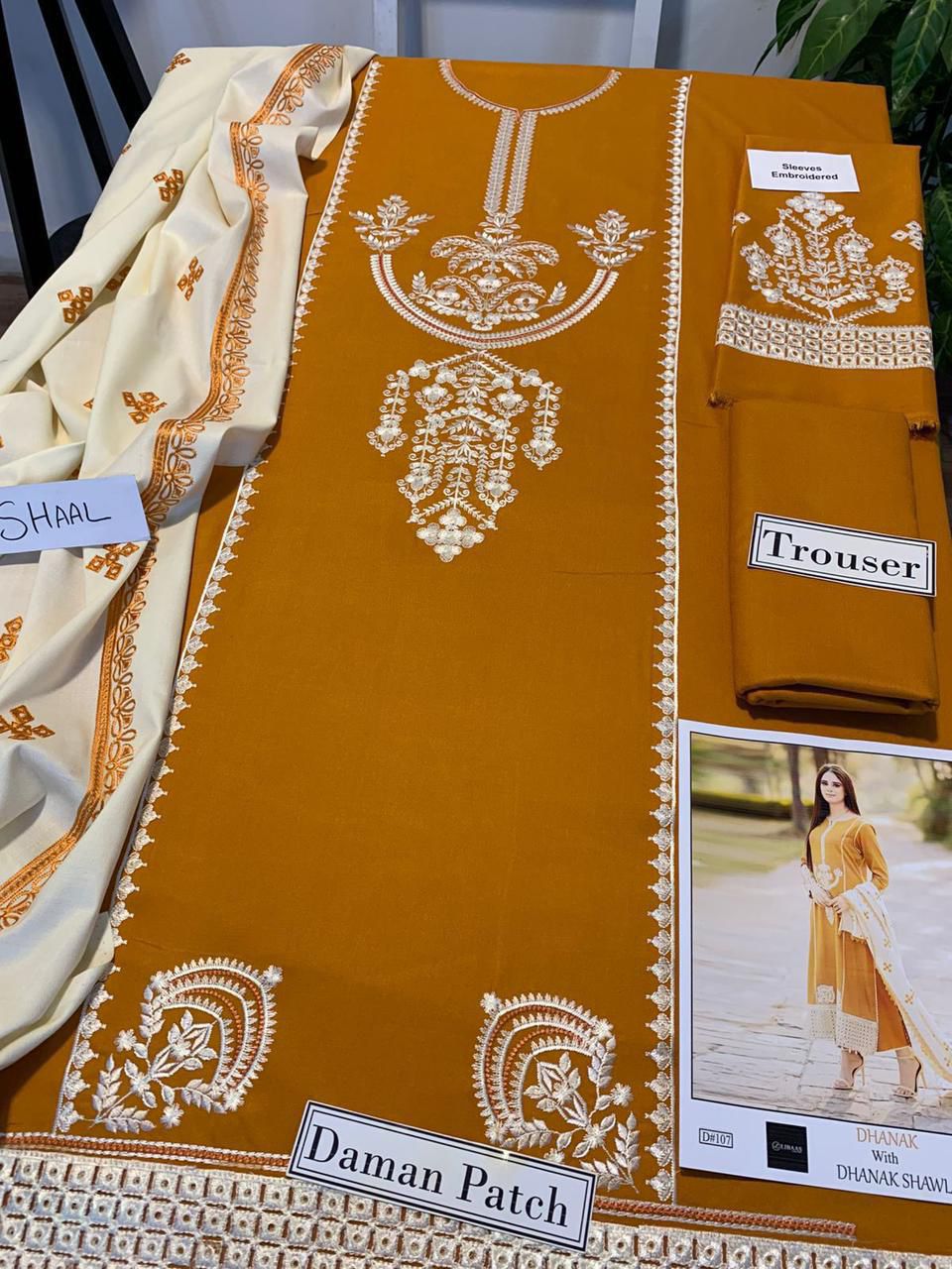 ASLING – AIRJET DHANAK 3PC EMBROIDERED SUIT