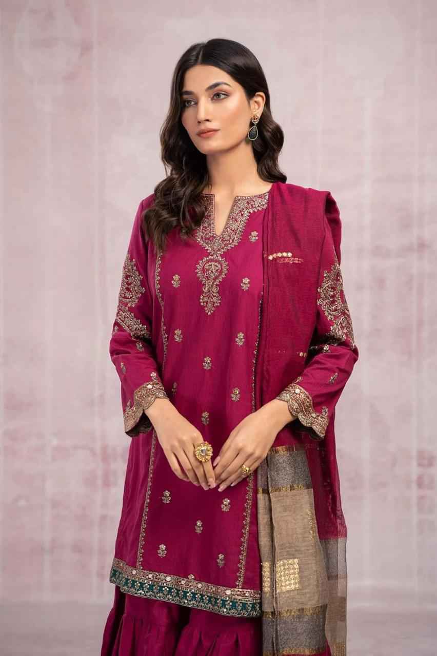 MARIA B – AIRJET DHANAK 3PC EMBROIDERED SUIT