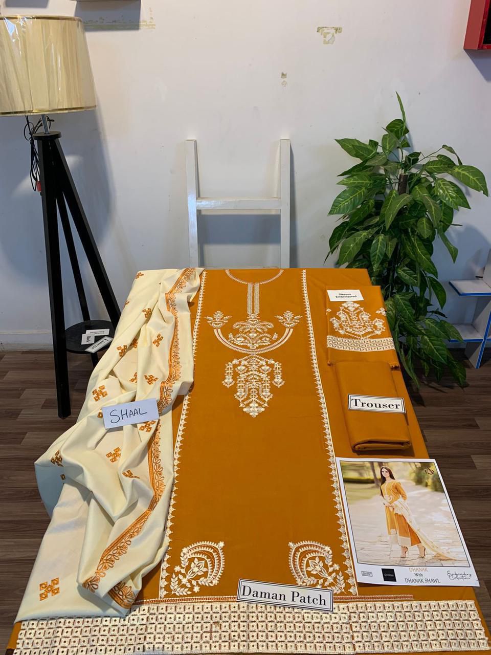 ASLING – AIRJET DHANAK 3PC EMBROIDERED SUIT