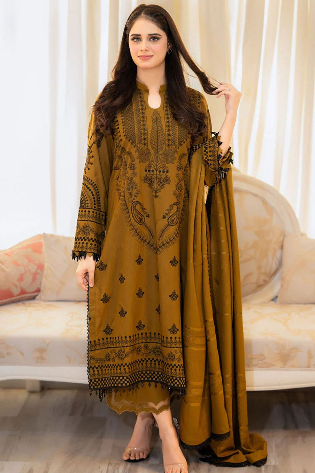 LIBAAS – AIRJET DHANAK 3PC EMBROIDERED SUIT